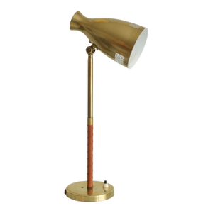 1950s Brass and Leather Table Lamp Asea