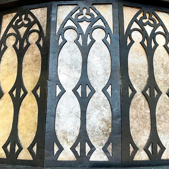 Late 20th Century Late 20th Century Monumental Bespoke Hand-Forged Iron Gothic Chandelier With Mica Panels For Sale - Image 5 of 13