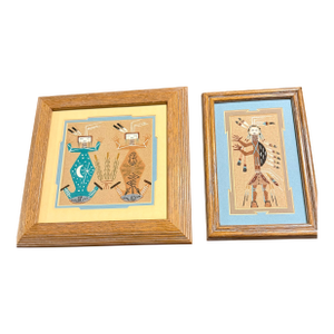 Late 20th Century Signed Navajo Sand Paintings - Set of 2