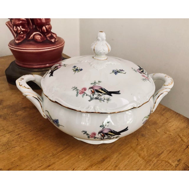Ceramic 1940s Winterling Bavaria Porcelain Covered Vegetable Serving Bowl, With Birds For Sale - Image 7 of 7