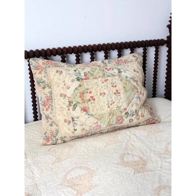 Vintage Quilted Floral Pillow Sham For Sale - Image 4 of 10