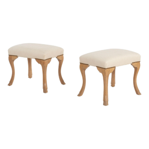 Pair of William Switzer Stools, Circa 1985 – Maple Hoof-Foot Bases & Diamond-Print Upholstery