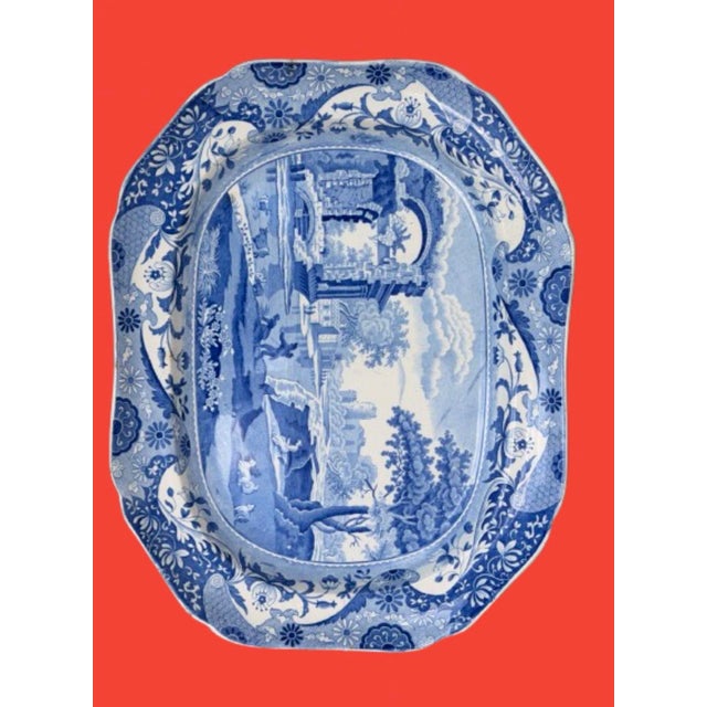 Antique Early 19th Century English Chinoiserie Spode Blue and White Platter For Sale In Miami - Image 6 of 9