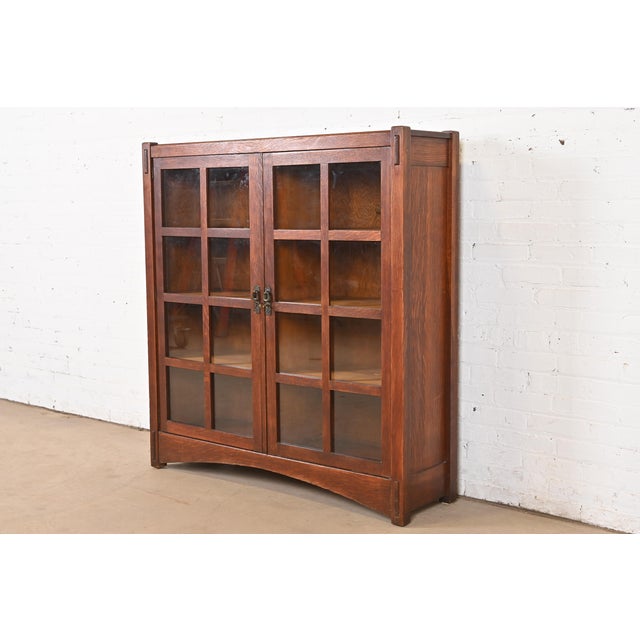 Mission Lifetime Furniture Mission Oak Arts and Crafts Double Bookcase, Circa 1900 For Sale - Image 3 of 11