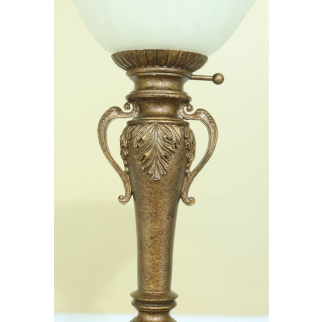 Approx: 20 Years Old French Style Nice Crackle Painted Finish Frosted Shade Offered @ Fraction Original Retail Cost...