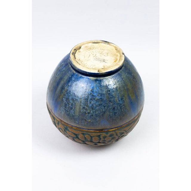Art Deco Round Glazed Model 172J Stoneware Vase with Stylized Bestiary Frieze of Birds, Fish, and Fruit by Mougin Nancy & Gaston Ventrillon, 1925-1930 For Sale - Image 9 of 11