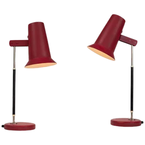 1950s Yki Nummi Red Desk Lamps for Orno - a Pair