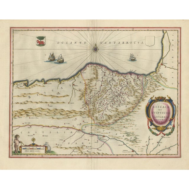 Map of Basque Country Bilbao and Cantabria from Blaeu, 1642 For Sale - Image 3 of 11