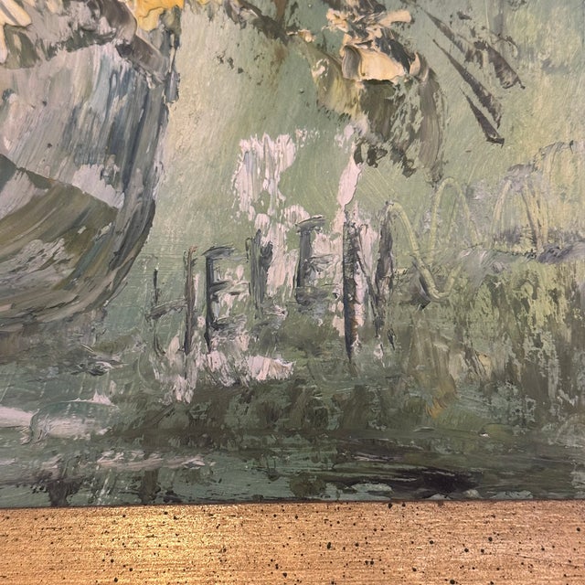 This piece is a&nbsp;mid-century impressionist floral oil painting, likely dating from the 1950s or 1960s. It features a...