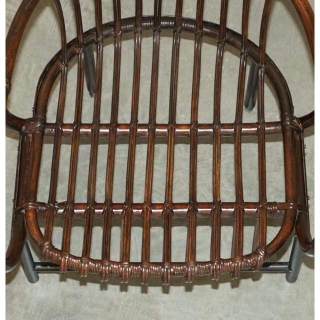 French Bamboo Steel Base Porters Wingback Armchair For Sale - Image 18 of 18