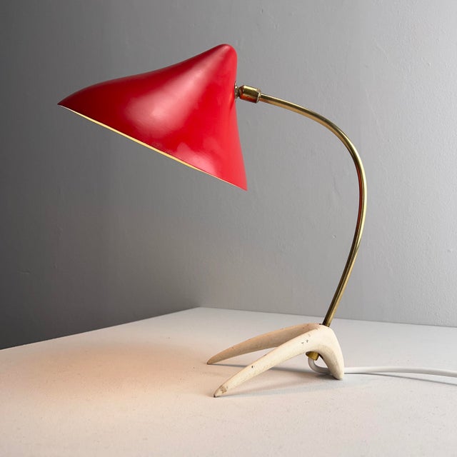 Red Table Lamp with White Crows Foot by Cosack, Germany, 1950s For Sale - Image 13 of 14