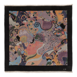 Vintage Persian Square Rug, Polychromatic Floral & Geometric Motif - Rug & Kilim