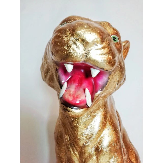 Vintage Gold Leaf & Ceramic Tiger For Sale - Image 9 of 11