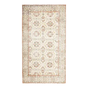 Vintage Turkish Hand-Knotted Wool Cotton Beige Area Rug