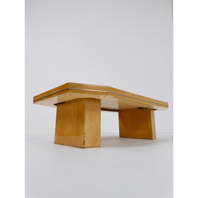 Cream Mid-Century Italian Goatskin and Brass Coffee Table, 1970s For Sale - Image 8 of 18