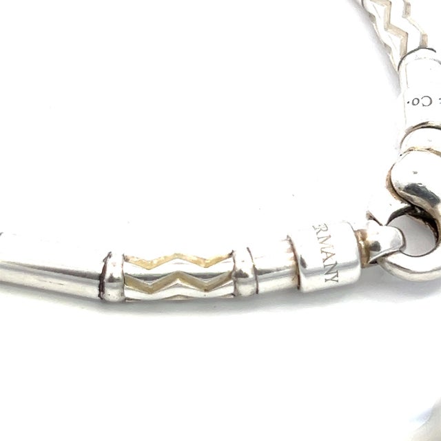 Metal 1990s Tiffany & Co Estate German Zig Zag Bracelet 7.5" Sterling Silver 4.5 mm For Sale - Image 7 of 12
