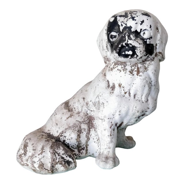 Pekingese Garden Statue Chalkware Dog Pup Life Size For Sale