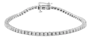 14K White Gold 1.0 Cttw Miracle Set Round-Cut Lab Grown Diamond Illusion Tennis Bracelet (F-G Color, VS2-SI1 Clarity) Size 7"