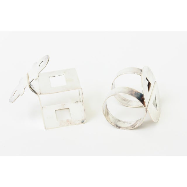 Silver Vintage Sculptural Silver Plate Napkin Rings by Nathalie Du Pasquier for Bodum, Set of 6 For Sale - Image 8 of 12