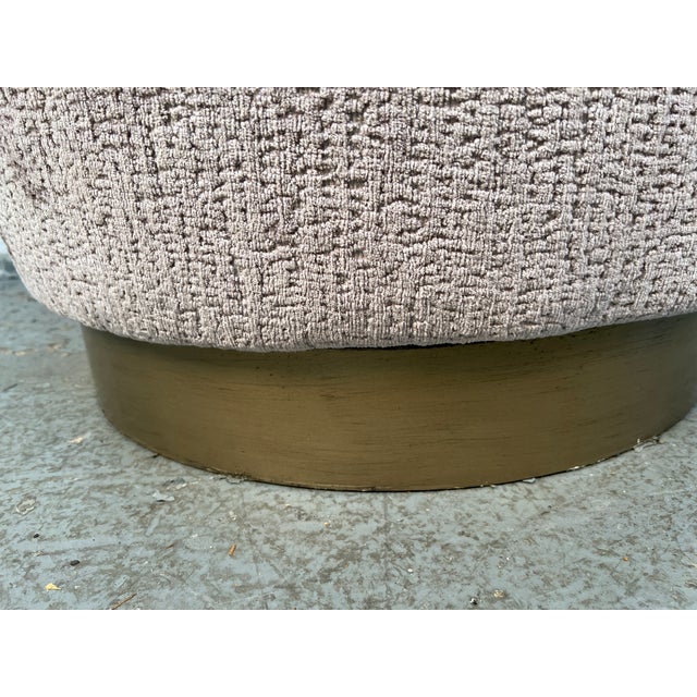 Vintage Modern Barrel Swivel Accent Chair in Blush Textured Velvet For Sale - Image 12 of 12
