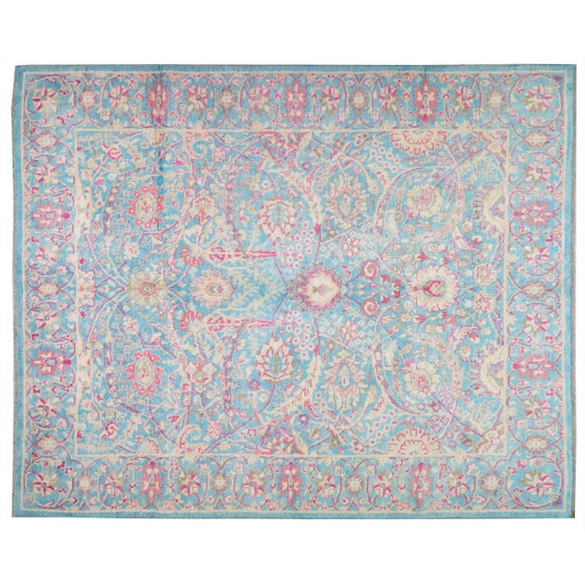 1990s Vintage Turkish Wool Oushak Rug,8'x9'10" For Sale - Image 5 of 5