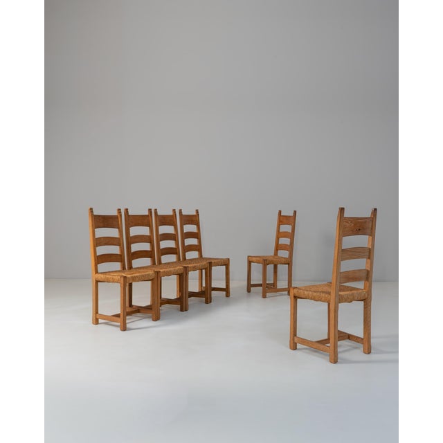 20th Century French Provincial Oak Ladder-Back Dining Chairs - Set of 6 For Sale - Image 16 of 18