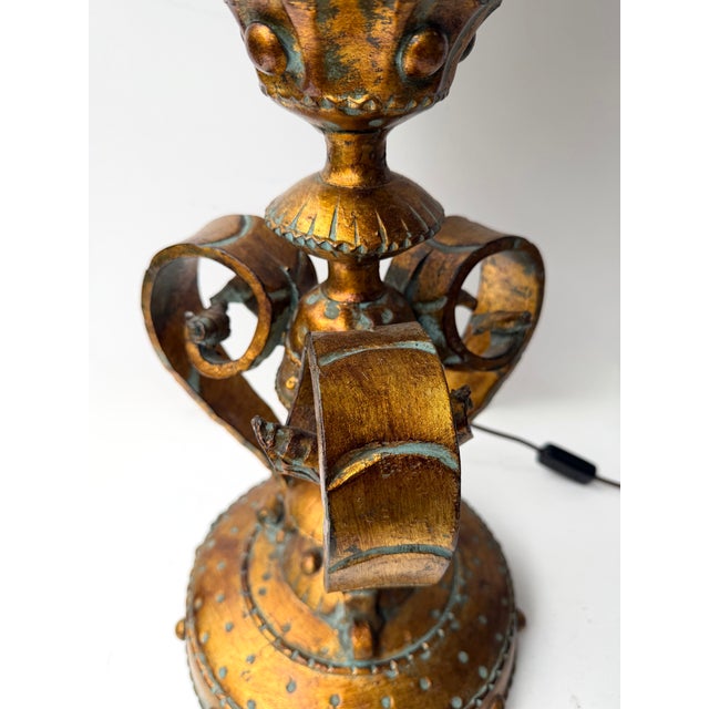 Large Hammered Glass Wrought Iron Lantern Lamp by Longobard, Italy, 1970s For Sale - Image 13 of 13