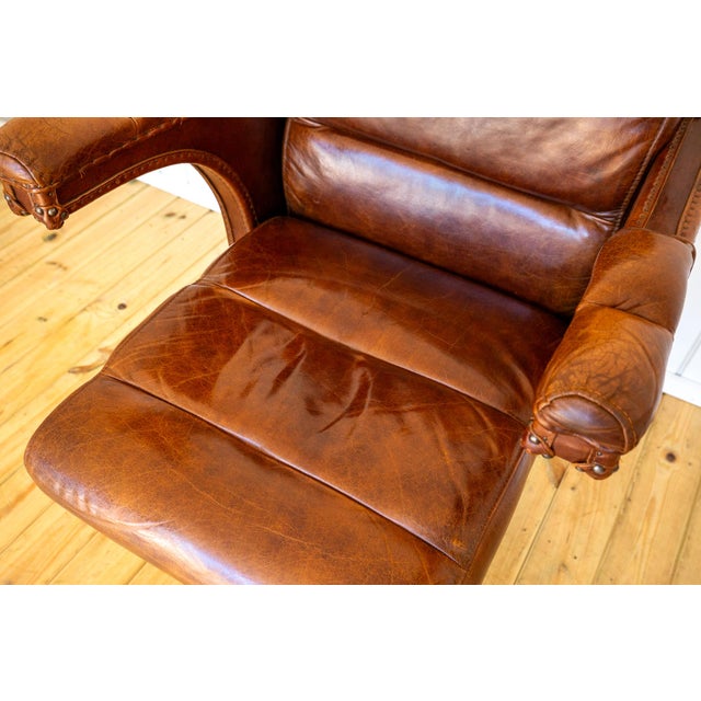 Vintage Executive Desk Chair Office in Tan Leather with Tilt Swivel Height Adjustable by Timothy Oulton for Halo For Sale - Image 14 of 18