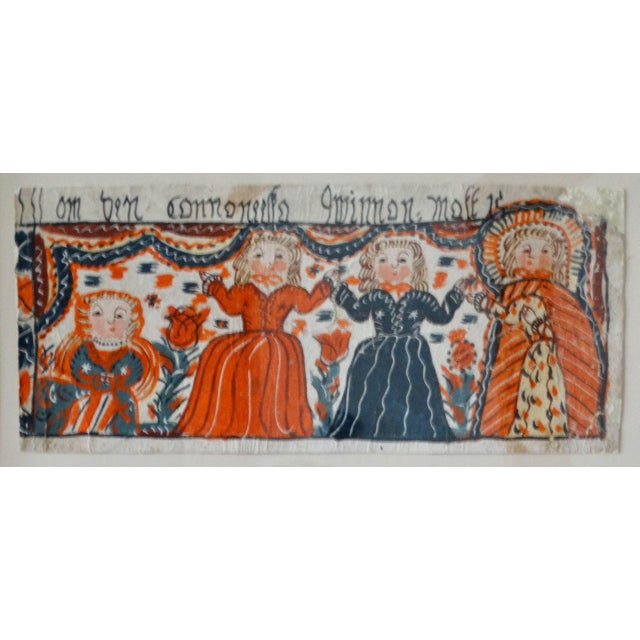 Early 19th-Century Swedish Figural Bonad Folk Art Painting Hand Painted For Sale - Image 4 of 8