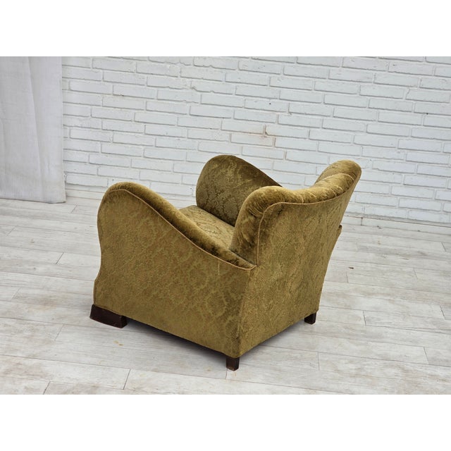 Danish Relax Chair in Furniture Velour and Oak Wood, 1950s For Sale - Image 14 of 18