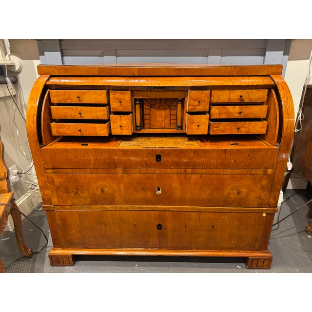 Wood 19th Century Biedermier Roll Top Desk For Sale - Image 7 of 7