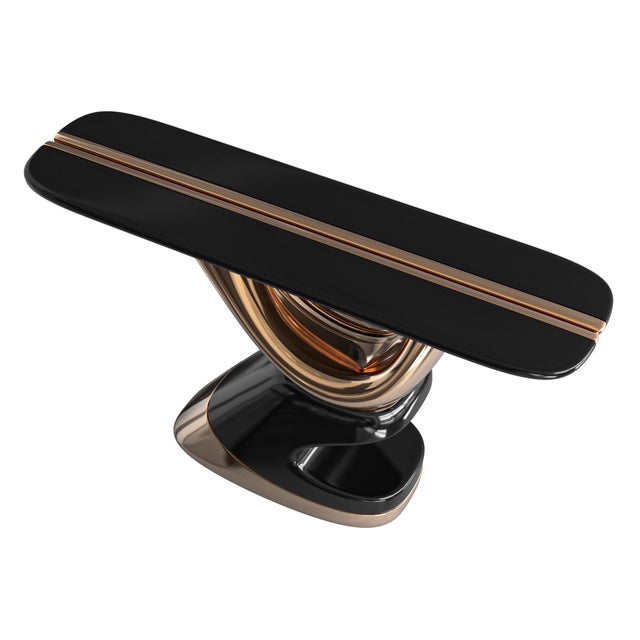 Bronze "Respiro" Console With Bronze and Stainless Steel, Handmade For Sale - Image 8 of 9