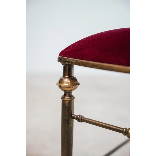 Antique Chiavarine Chairs in Brass and Red Velvet, 1950s, Set of 2 For Sale - Image 13 of 18
