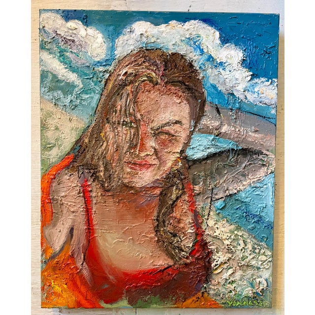 Figurative “Beach Day”, Figurative Oil Painting, Portrait of a Girl, Coastal Art For Sale - Image 3 of 8