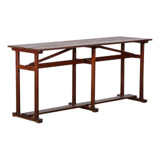 19th Century French Convent Pine Hall Console Table For Sale