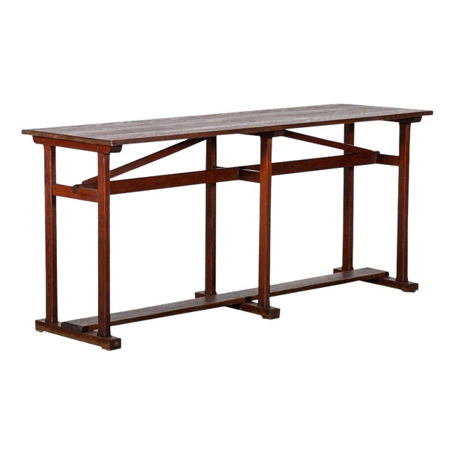 19th Century French Convent Pine Hall Console Table For Sale
