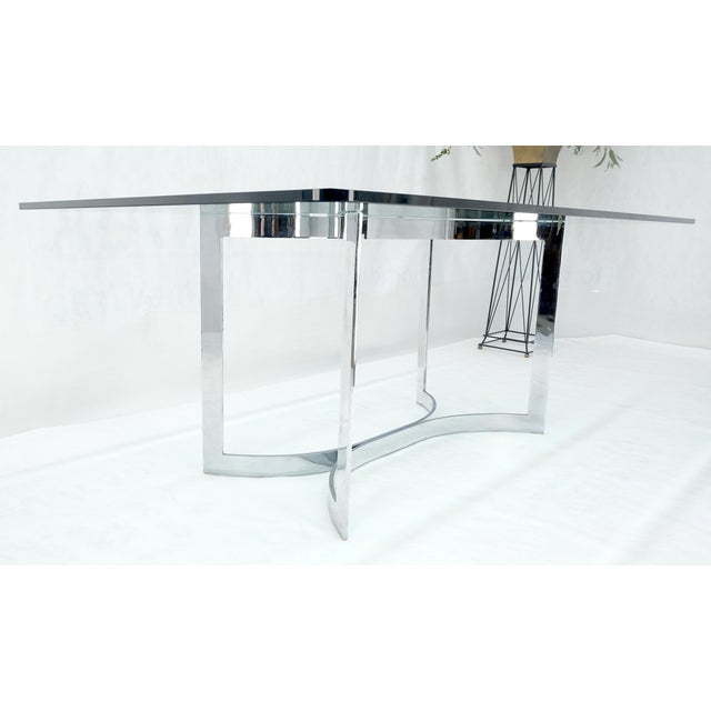 Mid Century c1970s Bent "C" Curve Chrome Ribbon Style Base Dining Table Bauhaus