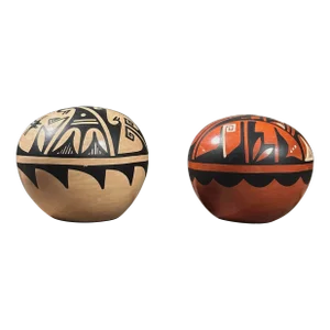 Vintage Mata Ortiz Small Polychrome Seed Pots by Laverne Loretto Tosa Jemez, Signed