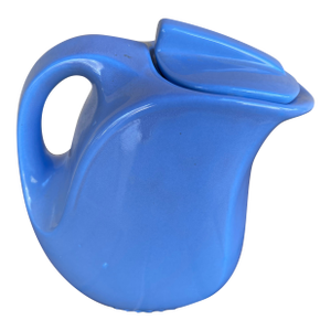 1930s Art Deco Hall China 5118 Periwinkle Blue Ceramic Pitcher/Lid Montgomery Ward