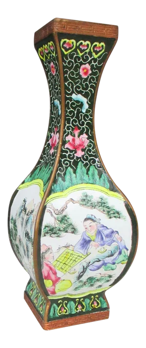1950s Chinese Peking Copper and Enamel Square Vase