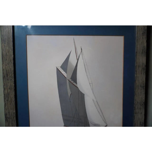 Realism Leon Haffner Gouache Style, Vertical Sailboat Portrait For Sale - Image 3 of 5