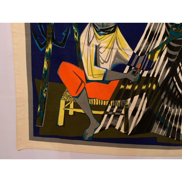 Mid 20th Century Vintage Mid-Century Robert Debieve “Les Remailleur De Filets” French Modernist Artwork Tapestry For Sale - Image 5 of 13