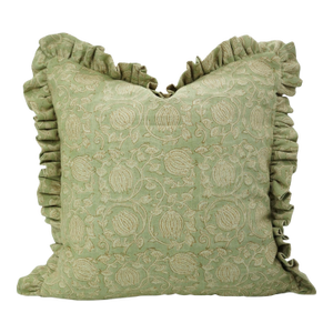 Fabdivine Elegant Handmade Linen Pillow Cover Floral Block Print Design- 12x20 Inch, 6Kamal
