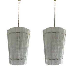Murano Glass Sputnik Pendant Lanterns, Mazzega Style - a Pair