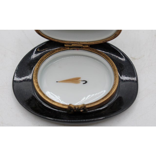 Vintage French Limoges Bowler Hat Form Porcelain Trinket Box For Sale In Raleigh - Image 6 of 8