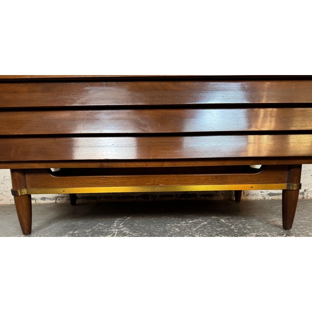 Vintage Merton Gershun-Style Walnut Highboy Dresser by Carlton House For Sale - Image 14 of 17