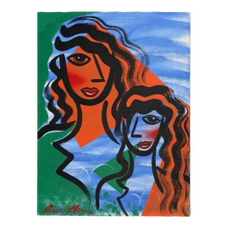 Robin Morris, Mother and Child, Original Painting on Canvas, Signed, 24 X 18 In. Stretched For Sale