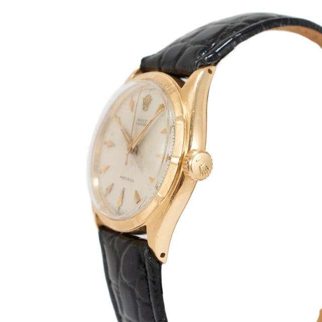 Late 20th Century Vintage 1962 Rolex Oyster Precision 32mm 6418 18k Gold Manual Winding Watch For Sale - Image 5 of 11