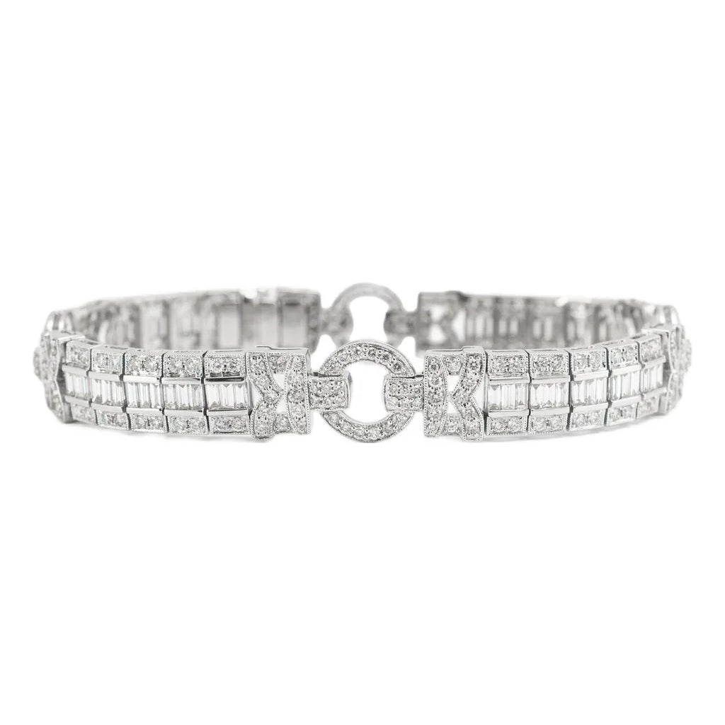Vintage Style 18k White Gold 5.05ctw Diamond Art Deco Cocktail Link ...