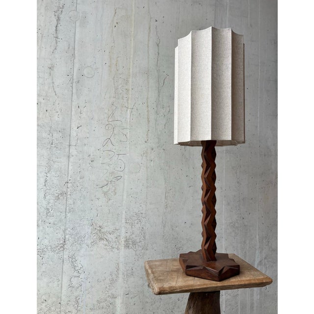 Wood Vintage Handmade Sculptural Table Lamp in the style of Brancusi For Sale - Image 7 of 10